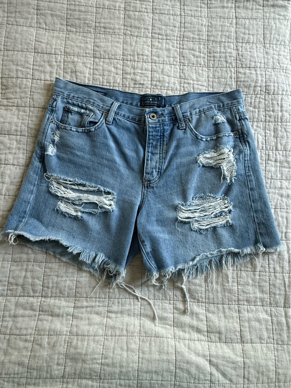 Lucky Light Wash Distressed Denim Cutoff Shorts